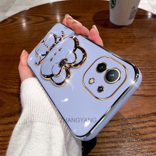 ốp lưng xiaomi 11 11 lite 11t Ốp Điện Thoại TPU Silicon Mềm Mạ Điện Gắn Gương Trang Điểm Hình Thỏ 3D Cho xiaomi 11 11 lite 11t