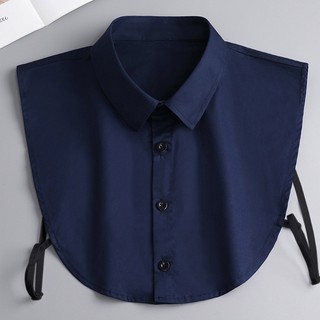 Mens Office Detachable Dickey Solid Color Button False Collar Lapel Half Shirt