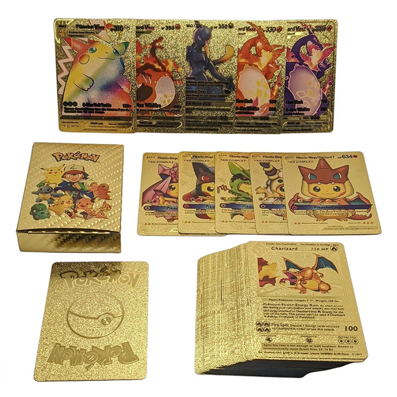 Combo 10 thẻ bài Pokemon mạ vàng chống thấm nước siêu đẹp
