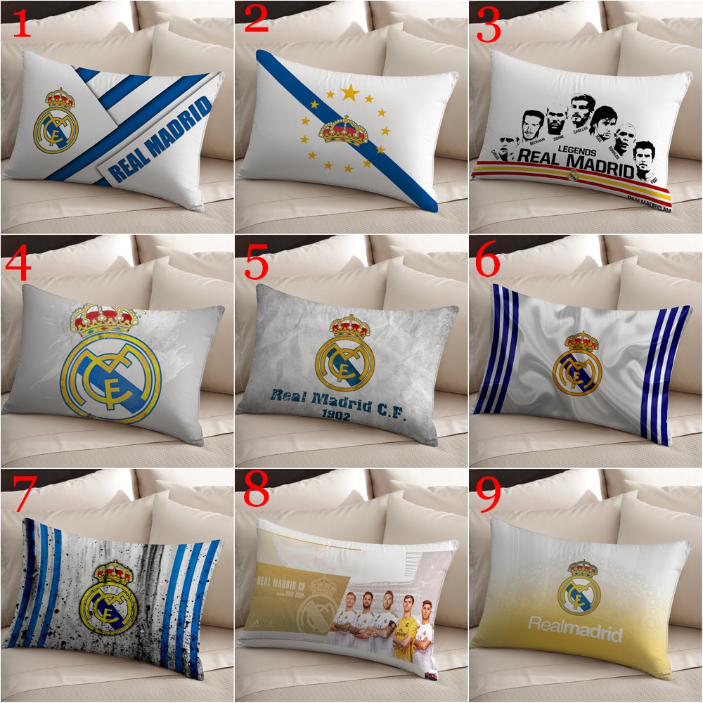 Áo Thun In Logo real madrid Thời Trang Năng Động Vỏ Gối polyester In logo Câu Lạc Bộ Bóng Đá Một Mặt Trang Trí Nhà Cửa Làm Quà Tặng Tốt Nhất (Không Có Lõi)