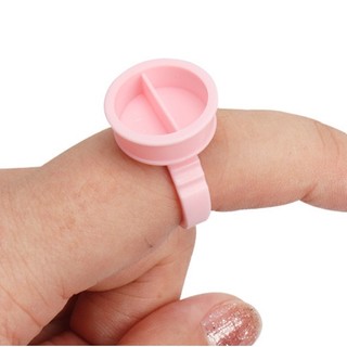 -Chum nhẫn 2 ngăn nhựa CỨNG đeo ngón tay, để được 2 loại mực giúp thợ xăm thuận tiện thao tác làm đẹp cho khách