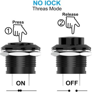 Công tắc nút nhấn tạm thời DUSKGLOW, Công tắc tròn AC 250V / 3A AC 125V / 6A, Mini Không có khóa -ON