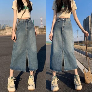 Chân váy jean dáng dài 7 tấc bigsize nữ xẻ tà lên phom xinh màu bụi dễ phối đồ dành cho nàng mũm mĩm 58-95kg- V5