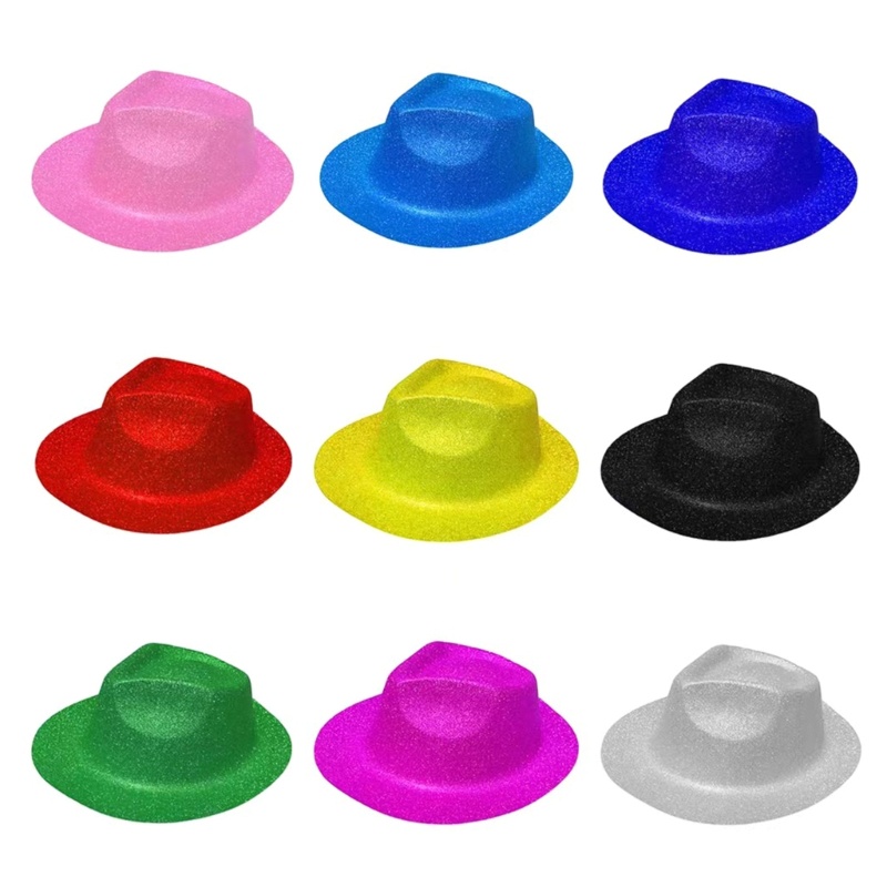 Mũ Fedora nhựa lấp lánh unisex cho người lớn, phong cách trilby - phụ kiện thời trang