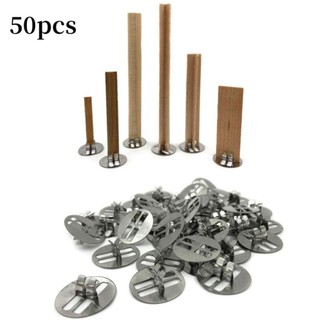 AWNGD 50 CHIẾC Chân Đế Nến, Kim Loại DIY Wax Wick Core Chân Đế Sắt, Nến Bền Làm Tròn Gỗ bấc Kẹp