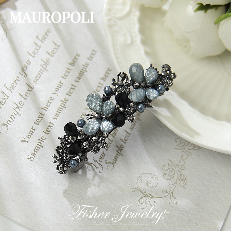 Mauropoli [Sẵn Sàng] Phụ Kiện Tóc Hàn Quốc Mũ Đội Đầu Nơ Kẹp Tóc Kim Cương Giả Đuôi Ngựa Kẹp Đầu Lò Xo