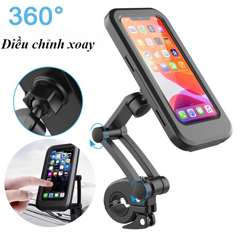 Giá Kẹp Giá Đỡ Điện Thoại Đi Xe Máy Xe Đạp Chống Nước Xoay 360 Độ,Giá đỡ điện thoại xe máy đa năng,Chống Nước Xoay 360Độ