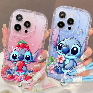 Stitch Hoa Dâu Tây Dành Cho Realme Note 50 60 60X 70 70T C67 C61 C53 C51 C75 C63 C20 C31 C55 C35 C33 C30 C30S Phim Hoạt Hình Bé Gái Bé Trai TPU Dây Điện Thoại Trường Hợp