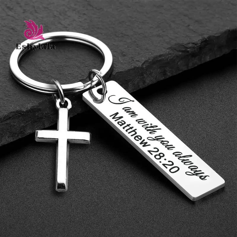 Hãy để Chúa dẫn dắt · · · · Móc khóa bằng thép không gỉ Faith Cross, Túi đựng nhẫn tôn giáo Kitô giáo Ba lô Charm Quà tặng hàng ngày [MỚI]