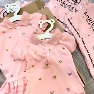 10-20kg Váy polo hồng cầu vồng SN cho bé gái