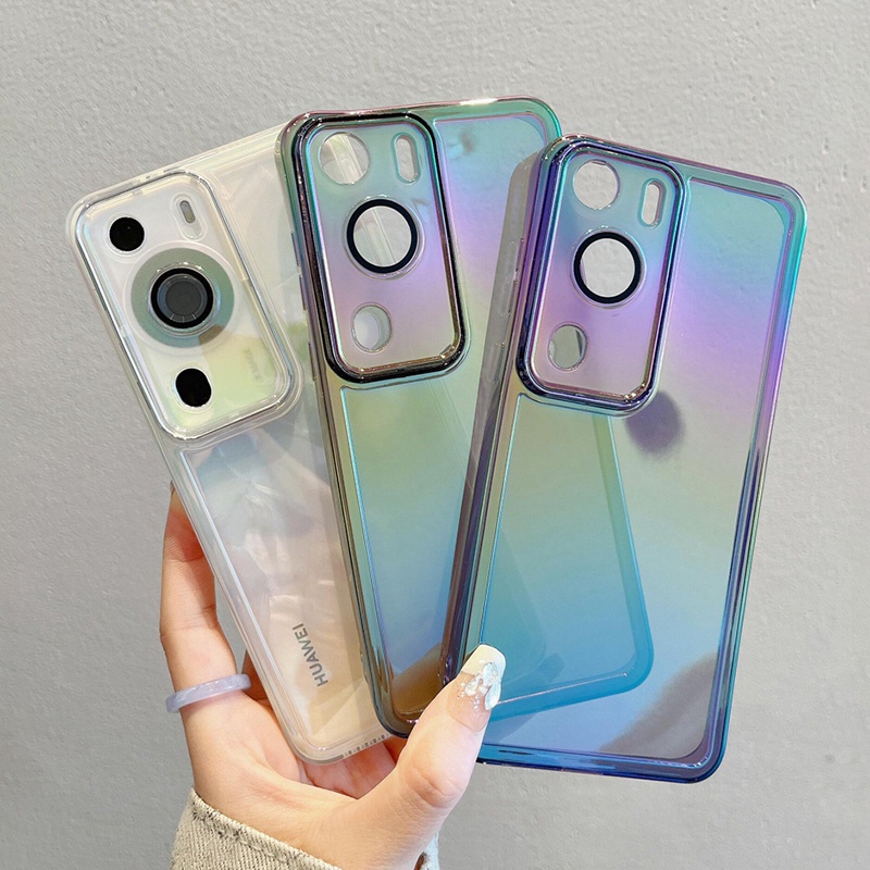 Dành Cho Huawei P60 P50 P30 P20 P40 Pro Matte Ốp Lưng Silicon Trong Suốt Bảo Vệ Ống Kính Máy Ảnh