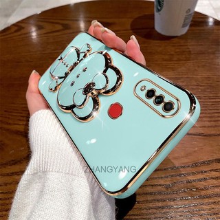 ốp lưng oppo a31 2020 Ốp Điện Thoại TPU Silicon Mềm Mạ Điện Gắn Gương Trang Điểm Hình Thỏ 3D Cho oppo a31 2020