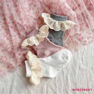 Mgg-trẻ Em Ren Xù Tất Trẻ Em Bé Gái Đáng Yêu Giữa Ống Tất Công Chúa Dễ Thương Thoáng Khí Co Giãn Miệng Tất