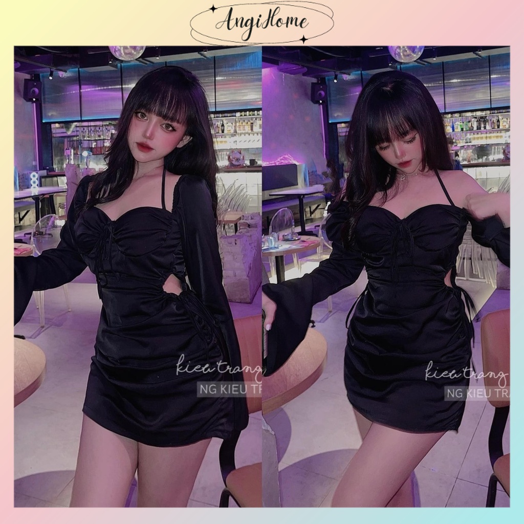 ĐẦM BODY ĐEN TD NHÚN RÚT KHOÉT EO ANGI HOME