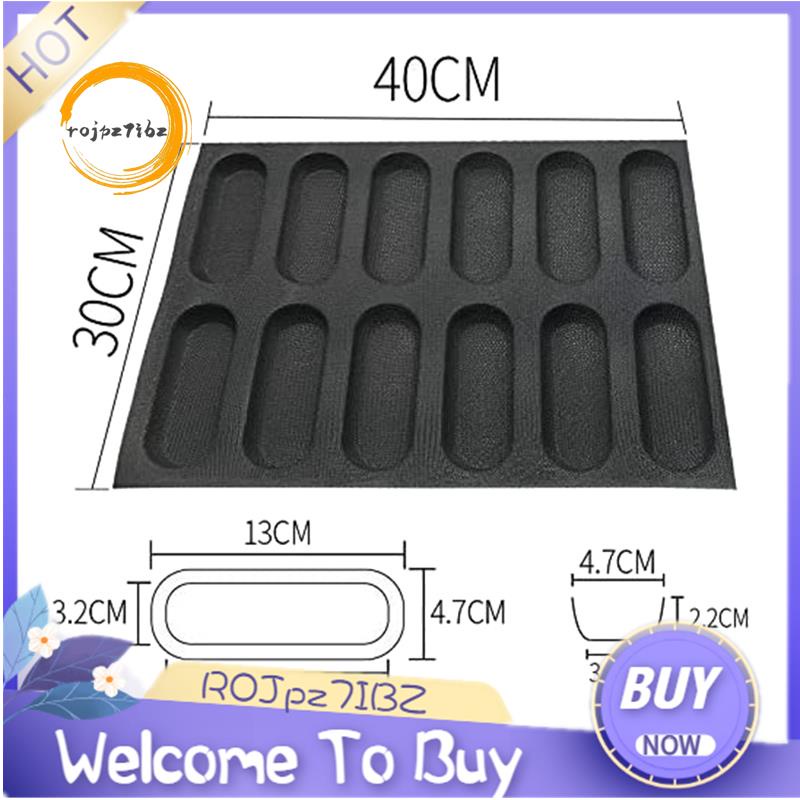 [ROJpz7IBZ] 12 lỗ bằng silicon Baguette Pan-Non-Stick dạng chảo bánh mì kiểu Pháp đục lỗ, Khuôn làm bánh mì nướng, Khuôn làm bánh mì
