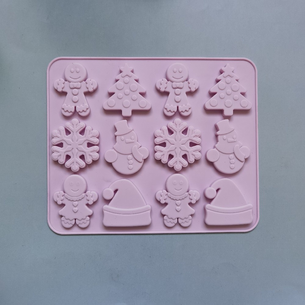 12 Khoang Giáng Sinh Series Khuôn Silicon Cây Giáng Sinh Người Tuyết Mũ Bông Tuyết Khuôn Sô Cô La Tự Làm Bánh Kem Khuôn Bánh Quy DIY Khuôn Nướng Bánh Quy DIY- * -