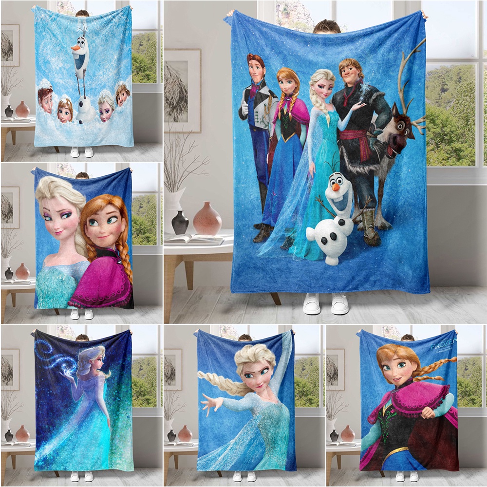 Chăn flannel Điều Hòa Không Khí In Hình anna & elsa Một Mặt Làm Quà Tặng Tốt Nhất Cho Người Lớn Tuổi