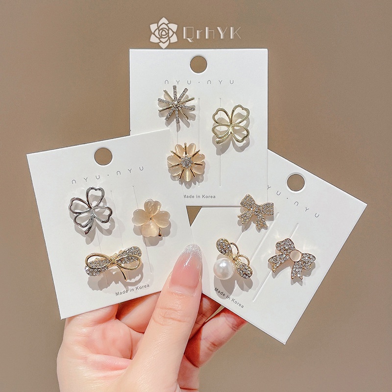 Ghim Cài Áo Hình Nơ Hoa Bằng Kim Loại Chống Chói Thời Trang Cho Nữ Mới