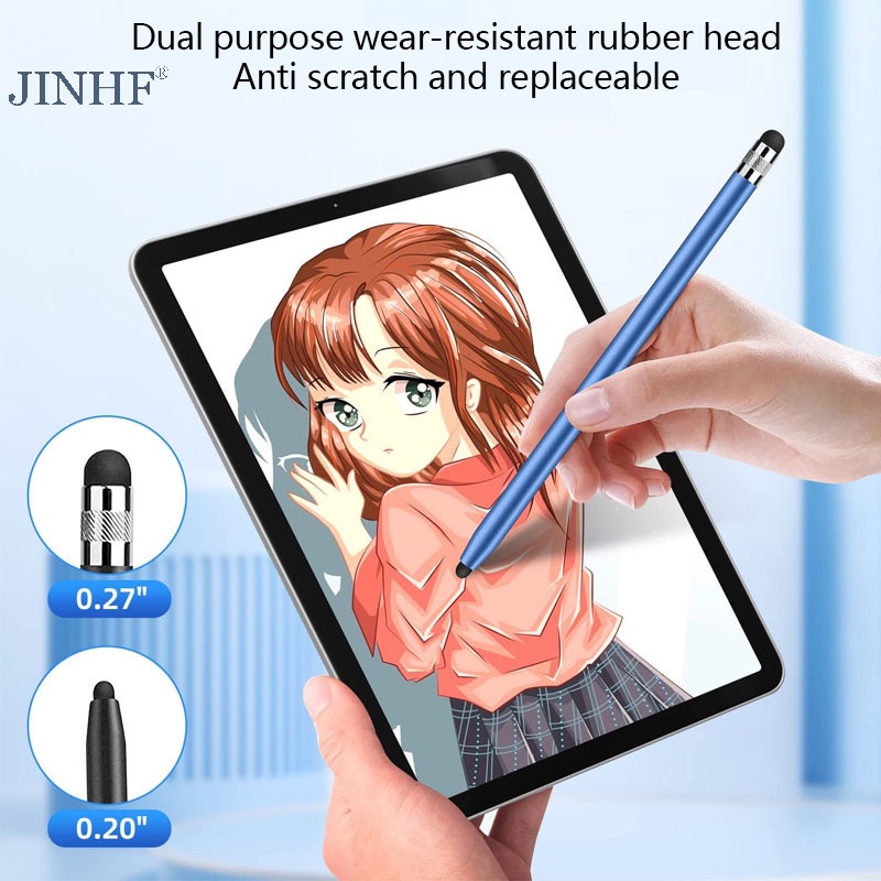 JINHF Chất Lượng Cao Đa Năng Bút Chì Đôi Silicon Cảm Ứng Điện Dung Màn Hình Stylus Caneta Bút Điện Dung Cho Máy Tính Bảng Điện Thoại Thông Minh HOT
