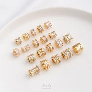 Miếng Đệm Hạt Miếng Đệm Màu Mạnh Mẽ Giữ 14K Mạ Vàng Micro-Dát Zircon Bánh Xe Lỗ Lớn Con Đường Qua Lỗ Eo Nhỏ Tự Làm Phụ Kiện Trang Sức