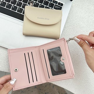 Ví da PU PIERRE LOUES đựng tiền xu đa năng có khóa kéo gấp gọn xinh xắn cho bạn gái