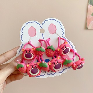 Set 10 Dây Buộc Tóc Cao Su hình Gấu Dâu LOTSO Cho Bé Gái