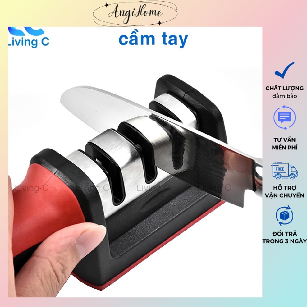 Dụng cụ mài dao kéo 3 cấp độ cầm tay Living C - Mài dao 3 cấp độ nhanh bén siêu tiện lợi - Đá Mài Dao 3 Cấp Độ ANGIHOME