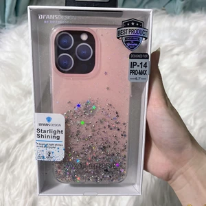 Ốp điện thoại Dfans iPhone 15 Vỏ bảo vệ ngôi sao lấp lánh Apple 14Promax Bán trong suốt IP15PM Vỏ bảo vệ toàn diện chống sốc