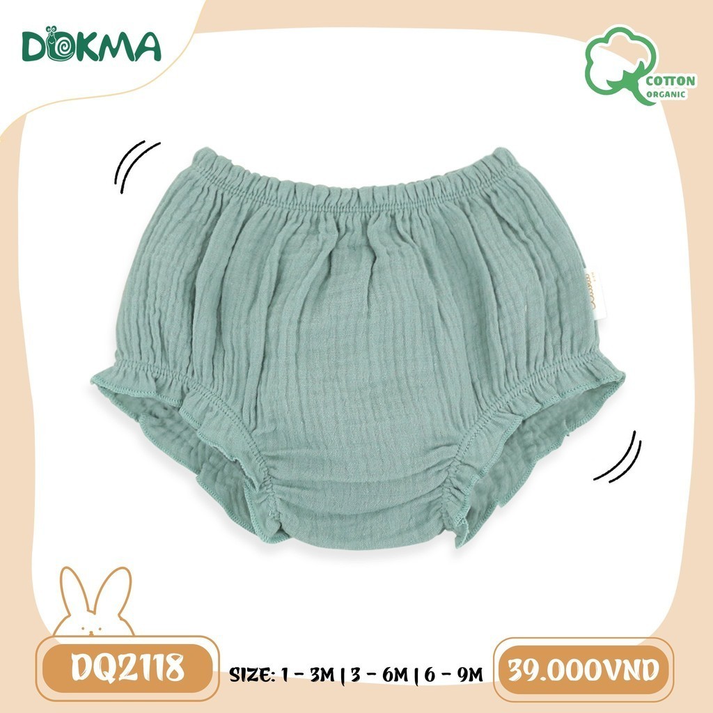(3-9kg, 1-9M) Quần Đùi Sơ Sinh Dúm Gấu Vải Xô Muslim Cho Bé Dokma Mã DQ2118