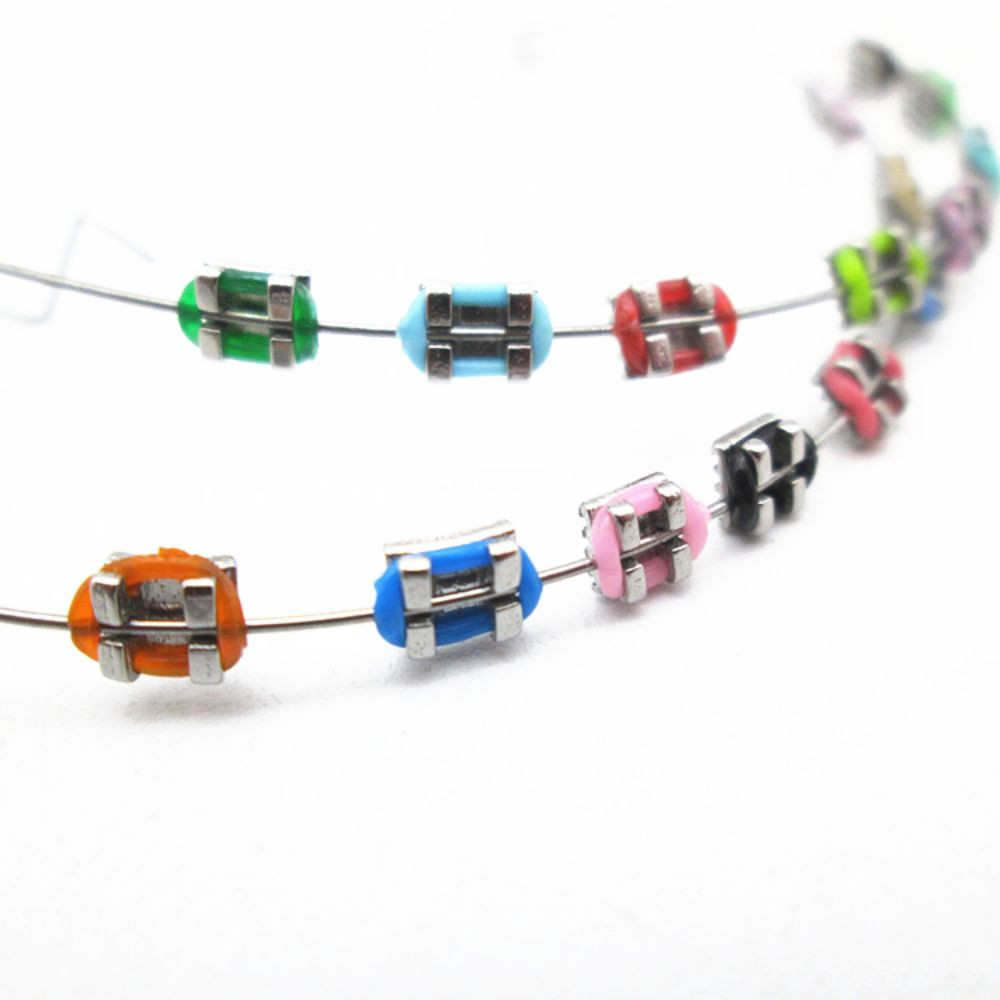 ASEGAID 1 cặp Trang trí răng tạm thời, với dây kim loại Trang trí nha khoa Dây buộc dây chằng chỉnh nha, Chất liệu nha khoa Chân đế giả Niềng răng đầy màu sắc Giá đỡ kim loại Răng