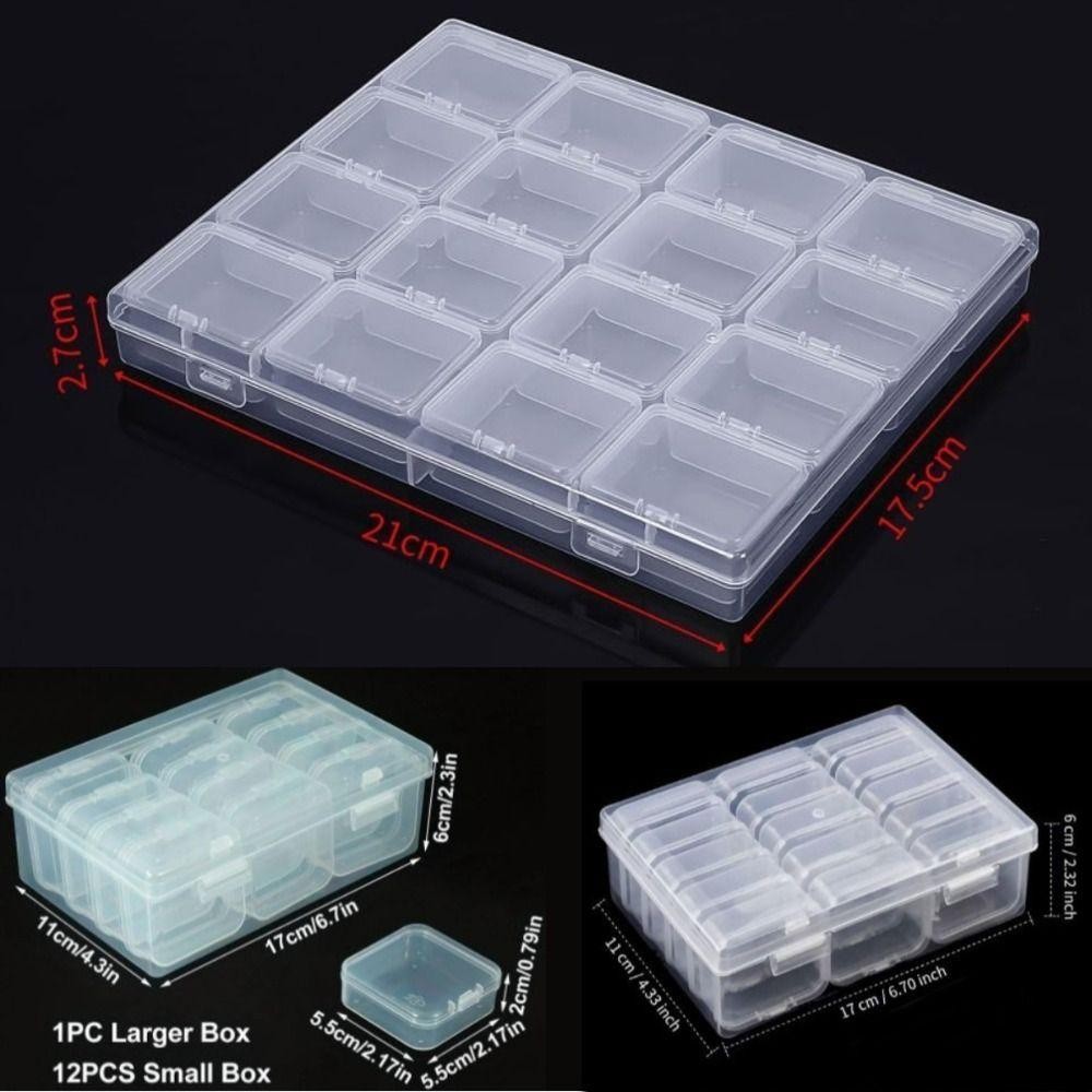 Hộp lưu trữ trong suốt YUUKII, Hộp đựng hạt nhựa 12 / 15 / 16Grids, Phụ kiện lưu trữ bông tai DIY đa chức năng