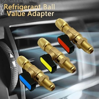 Note1 1 Cái Bộ chuyển đổi van bi làm lạnh, Nam / Nữ 1 / 4 "SAE Van đóng thẳng, Phụ kiện điều hòa không khí bằng đồng thau R22 cho ống sạc R134A R410A R22 R12