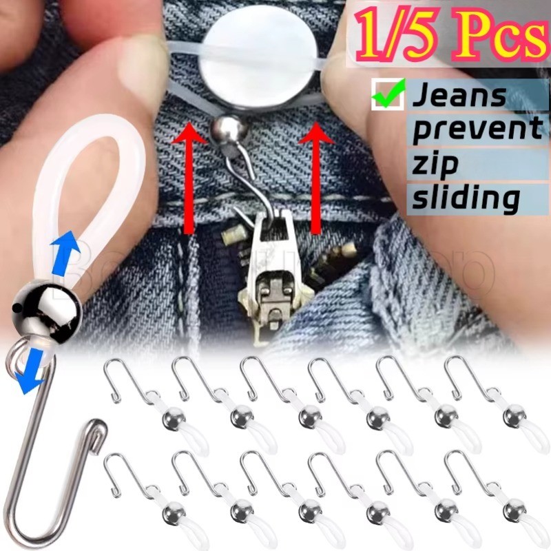 1 / 5 Chiếc Khóa Kéo Quần Jean Co Giãn - Ngăn Quần Khóa Kéo Rơi - Móc Khóa Kéo Chống Trượt - Dây Buộc Quần Dễ Dàng Lắp Đặt - Phụ Kiện Quần Unisex
