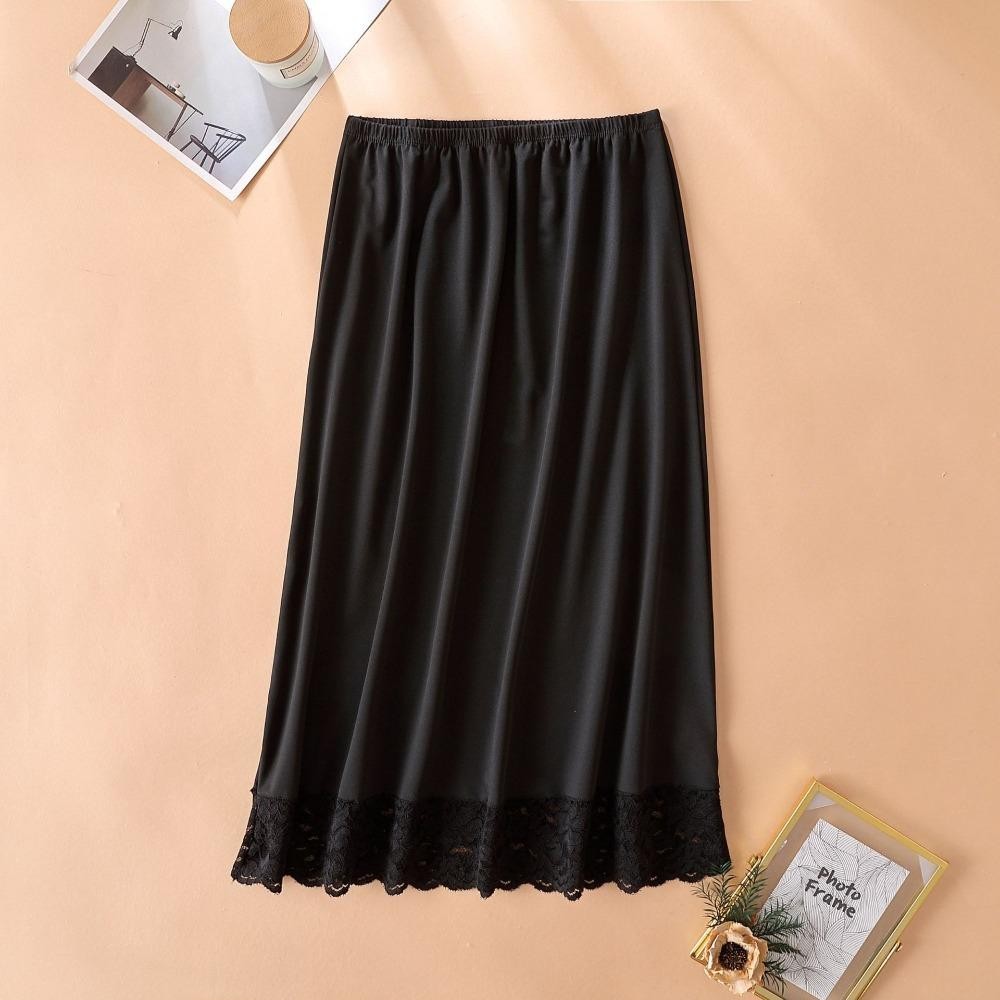 Hobbyin Váy Lót Petticoat Modal Silk Mỏng Như Băng, Cạp Cao Thun Ren Màu Trơn