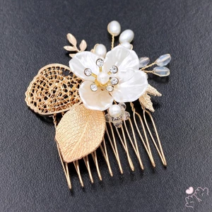Lược Tóc Bên Có Lá Vàng Trang Trí Đám Cưới Hợp Kim Thanh Lịch Lược Barrette