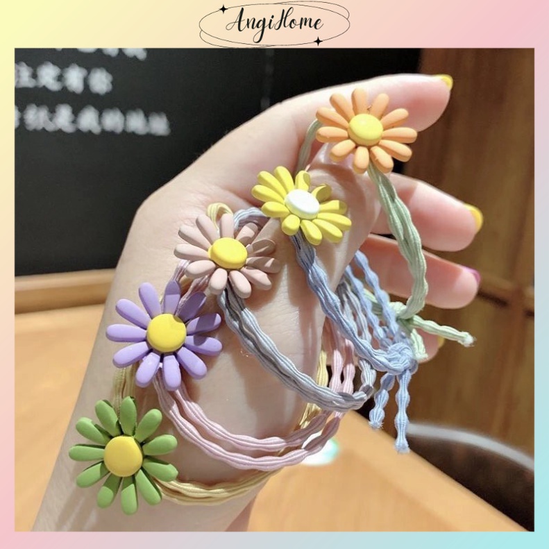 Thun Cột Cặp Tóc Dễ Thương - Phụ Kiện Đồ Kẹp Tóc Nữ Hoa Cúc Đẹp Giá Rẻ Nhiều Màu (Xanh, Đỏ, Tím Vàng...)