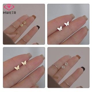 1 Đôi Bông Tai Bạc Tối Giản Hình Hoa Tulip / Trái Tim / / Trái Tim Nhỏ Thời Trang Cho Nữ Mới