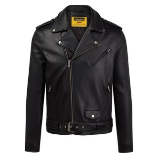 Áo khoác da nam, áo da thật cao cấp Fttleather Biker Jacket Da Dê Khóa Trắng - AD302D