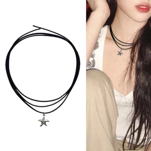 XGB Dây Buộc Lên Ngôi Sao Mặt Dây Chuyền Vòng Cổ Cho Nữ Sao Biển Mặt Dây Chuyền Choker Y2K Trang Sức