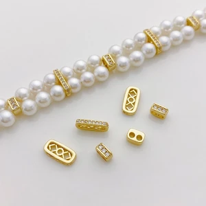 Miếng Đệm Vàng 14K Giữ Màu Hàng Đôi Lỗ Đôi Chất Liệu Tự Làm Phụ Kiện