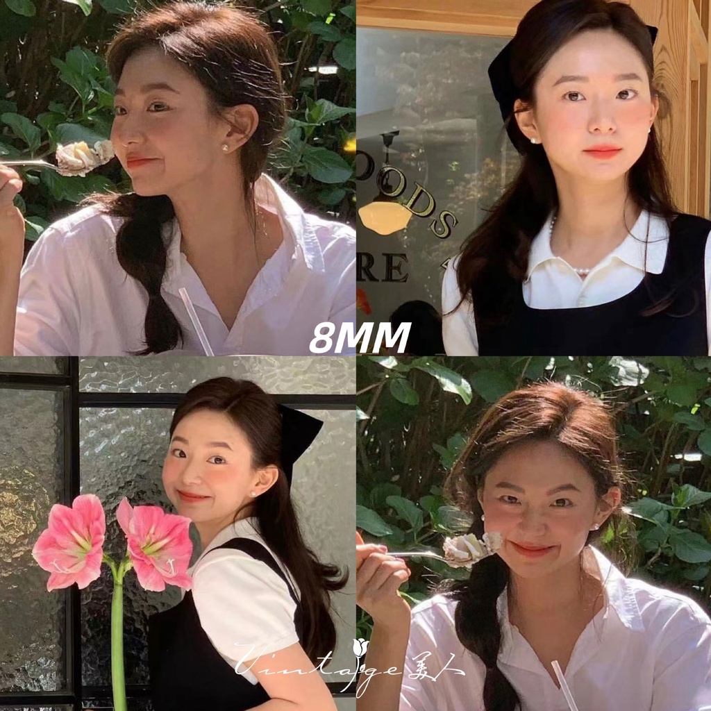 [yunyuan] Bông Tai Ngọc Trai Tròn Thời Trang Không Gây Dị Ứng Phong Cách Hàn Quốc Dành Cho Nữ