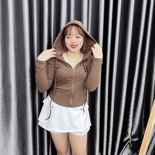 Áo Khoác Thun Gân Trơn Nhỏ Clothing Nữ Big size Cao Cấp Kiểu Dáng Chuppy có in hình chữ B xinh xắn trẻ trung G25