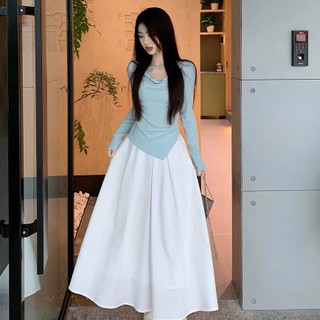Chân váy dài qua gối The Simple bigize nữ dáng xòe chất vải lụa mềm mịn màu sắc basic phù hợp cho các nàng chuppy  CV15