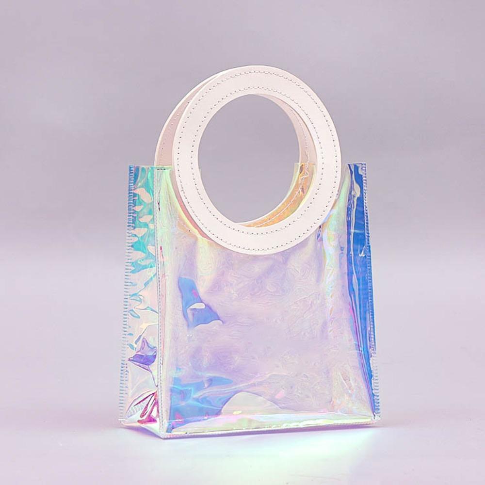 Túi Tote SAIA, Tay cầm hình tròn trong suốt Túi mua sắm trong suốt, Tay cầm hình vuông PVC Túi quà tặng tay cầm
