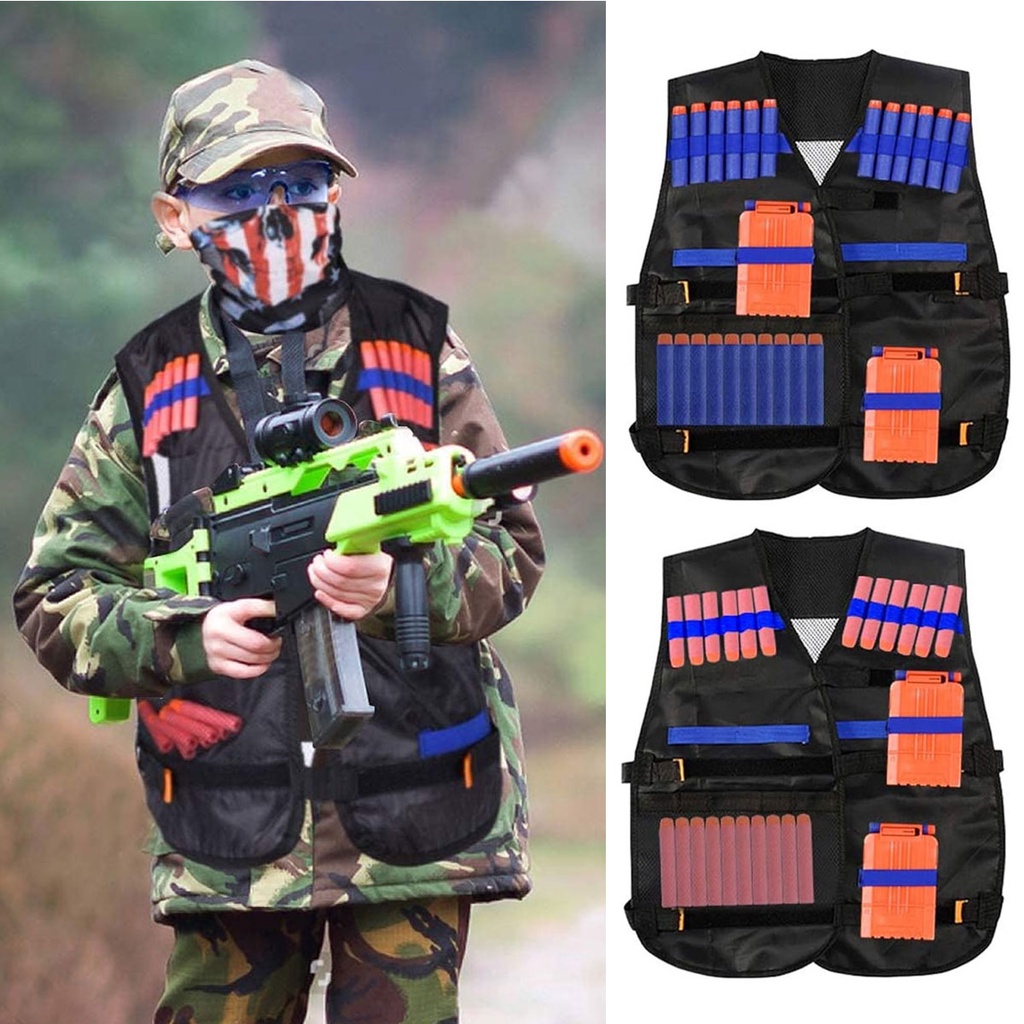 Tactical Vest Children Waistcoat Mask Pistol Bullets Toy Set For Nerf 