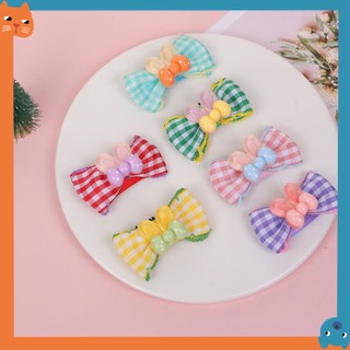 Thú Cưng Thỏ Tai Kẹp Tóc Thú Cưng Kẻ Sọc Nơ Kẹp Tóc Thú Cưng BB Kẹp Mũ Thú Cưng Yorkshire Malzis Chó Kẹp Tóc
