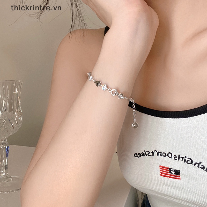 Th ins Vòng Tay Chuỗi Hạt Trái Tim Rỗng Lấp Lánh Dễ Thương Thời Trang Phong Cách Hàn Quốc Cho Nữ vn