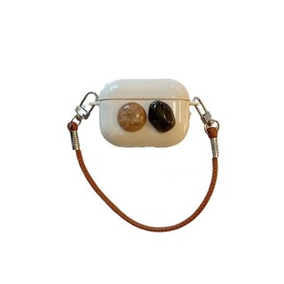 Ốp Vỏ Bảo Vệ Hộp Sạc Tai Nghe bluetooth airpods pro2 pro 1 / 2 / 3 Đính Đá Quý Màu Nâu Đơn Giản Phong Cách Nhật Hàn
