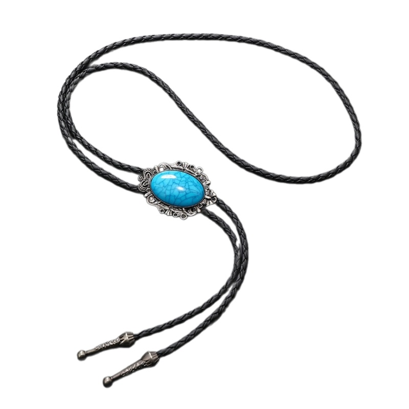 Giữ Turquoise Bolo Ties Cổ Áo Tây Bolo Tie Nam Cao Bồi Cổ Phụ Kiện