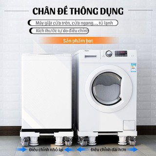 Chân đế kê tủ lạnh Giá đỡ máy giặt 8 trụ đứng 4 bánh Tuỳ chỉnh độ cao Linh hoạt kích cỡ di chuyển dễ  Gia dụng